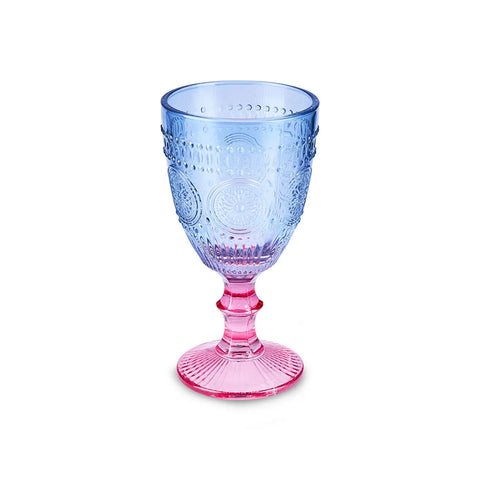 Karaca Sunflower Wine Glass, 314ml, Blue Pink