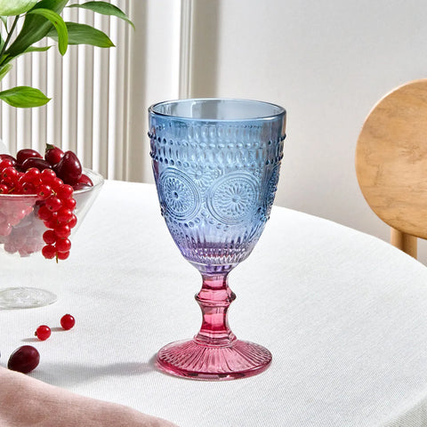 Karaca Sunflower Wine Glass, 314ml, Blue Pink