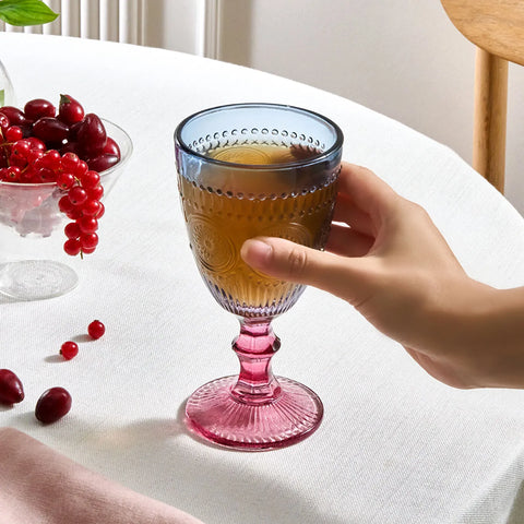 Karaca Sunflower Wine Glass, 314ml, Blue Pink