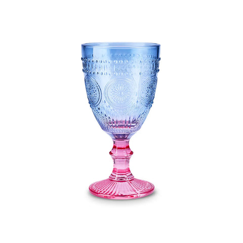 Karaca Sunflower Wine Glass, 314ml, Blue Pink