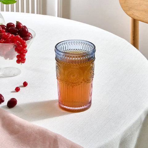 Karaca Sunflower Glass Highball Glass, 332ml, Blue Pink