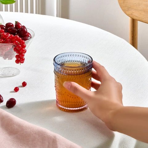 Karaca Sunflower Glass Tumbler Glass, 250ml, Blue - Pink