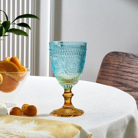 Karaca Sunflower Wine Glass, 314ml, Blue Yellow