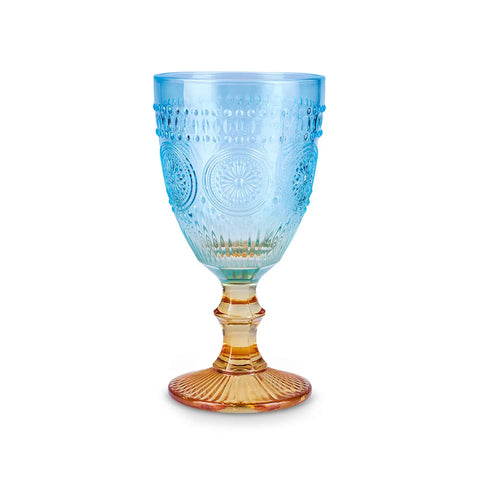 Karaca Sunflower Wine Glass, 314ml, Blue Yellow