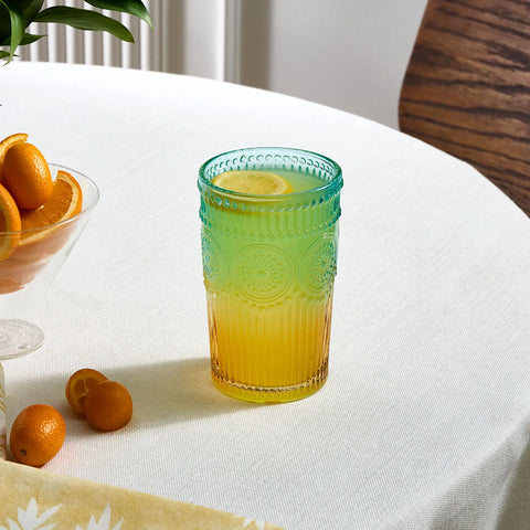 Karaca Sunflower Highball Glass, 332ml, Blue Yellow