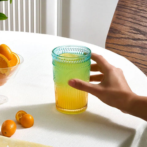 Karaca Sunflower Highball Glass, 332ml, Blue Yellow