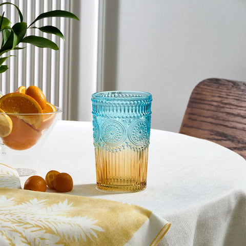 Karaca Sunflower Highball Glass, 332ml, Blue Yellow