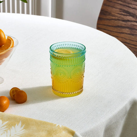 Karaca Sunflower Glass Tumbler Glass, 250ml, Blue Yellow