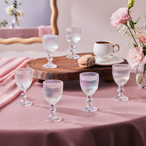 Karaca Rocco 6-Piece Small Water Glass for 6 People, 60ml, Luster
