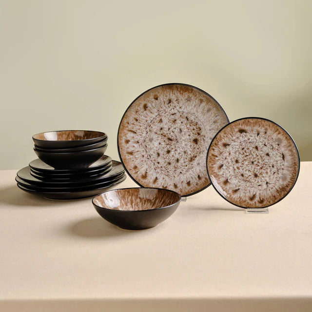 Karaca Catania 12-Piece Reactive Glaze Dinner Set for 4 People, Multi