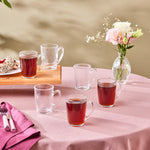 Karaca Edna 6-Piece Glass Turkish Tea Set for 6 People, 160ml, Clear