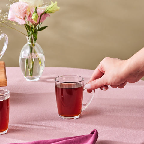 Karaca Edna 6-Piece Glass Turkish Tea Set for 6 People, 160ml, Clear