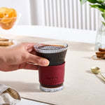 Karaca Leather Cool Touch Latte Coffee Glass, 210 Ml, Red
