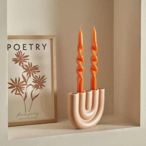 Karaca Home Burgulu 2-Piece Candle, 24cm, Orange