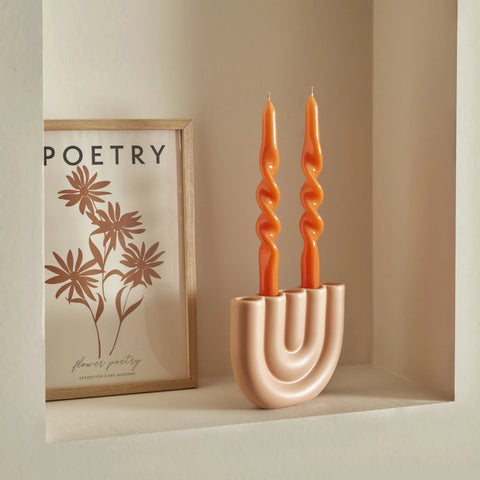 Karaca Home Burgulu 2-Piece Candle, 24cm, Orange