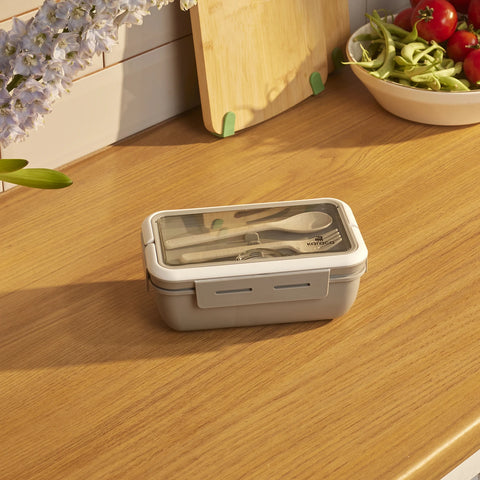 Karaca Fusca Cutlery Lunch Box, 1100ml, Grey