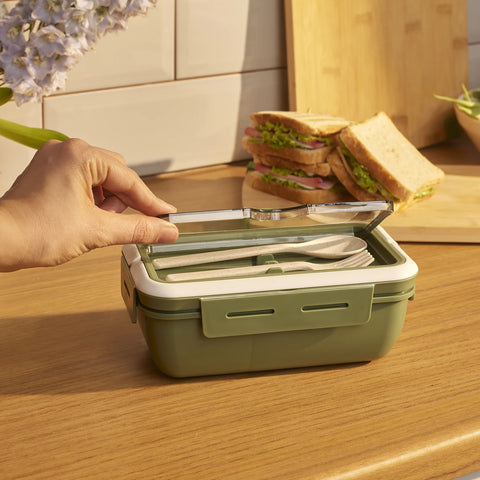 Karaca Fusca Cutlery Lunch Box, 1100ml, Green