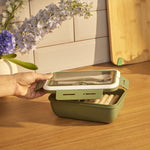 Karaca Fusca Cutlery Lunch Box, 1100ml, Green
