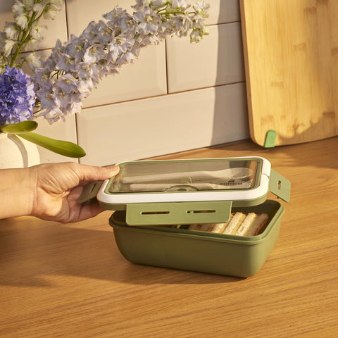 Karaca Fusca Cutlery Lunch Box, 1100ml, Green