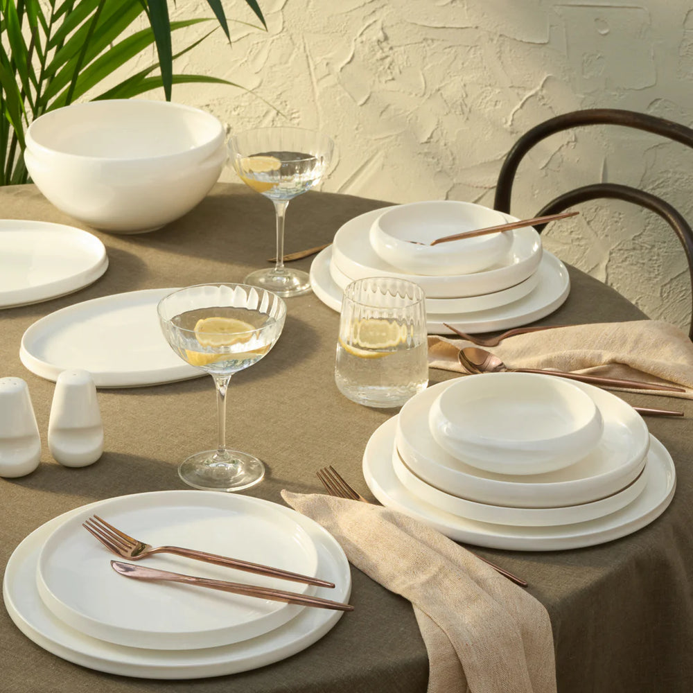 Karaca Red Carpet Collection Stream Bone China Sunset 21-Piece Dinner Set for 4, White