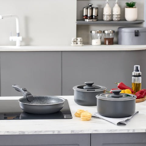 Karaca Comfort 6-Piece Induction Non-Stick Detachable Cookware Set, Black