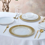 Karaca Marisa Round Glitter Placemat, Gold & White, 33cm