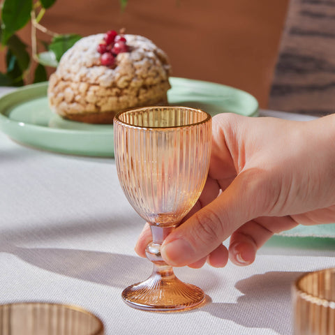 Karaca Rocco 6-Piece Small Water Glass for 6 Person, 60ml, Amber