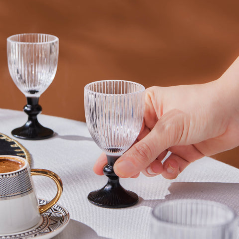 Karaca Rocco 6-Piece Small Water Glass for 6 Person, 60ml, Black