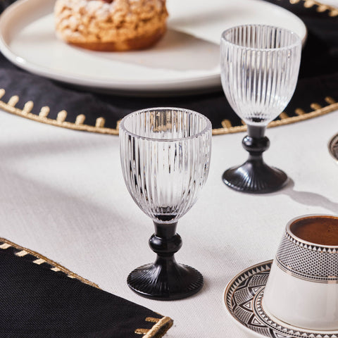 Karaca Rocco 6-Piece Small Water Glass for 6 Person, 60ml, Black