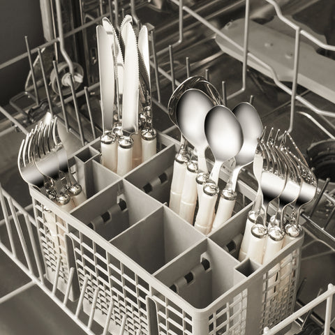Karaca Ember Stainless Steel 24-Piece Cutlery Set for 6 People, Cream
