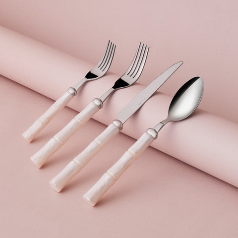 Karaca Ember Stainless Steel 24-Piece Cutlery Set for 6 People, Cream