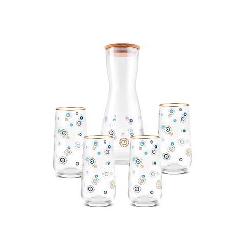 Karaca Eye Beads 5 Piece Highball Glass Set for 4 People, Multi