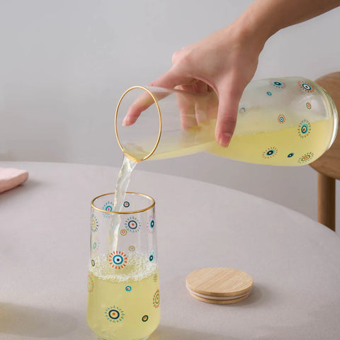 Karaca Eye Beads 5 Piece Highball Glass Set for 4 People, Multi