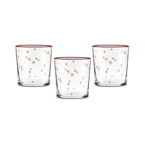 Karaca Home New Year Christmas 3-Piece Snowy Tumbler Glass Set, 380ml, Multi