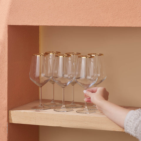 Karaca Orlando 6-Piece Wine Glass Set, 490ml, Multi