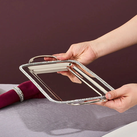 Karaca Majesty Sainless Steel Decorative Tray, 45,75x17,75cm, Silver