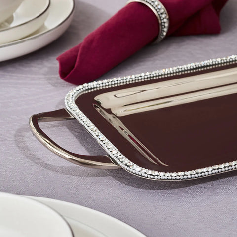 Karaca Majesty Sainless Steel Decorative Tray, 45,75x17,75cm, Silver
