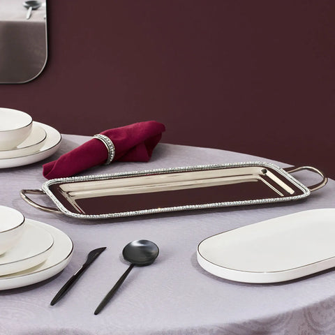 Karaca Majesty Sainless Steel Decorative Tray, 45,75x17,75cm, Silver