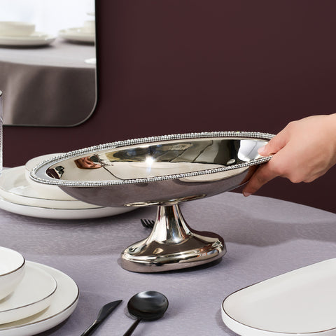 Karaca Home Majesty Stainless Steel Oval Bowl, Silver