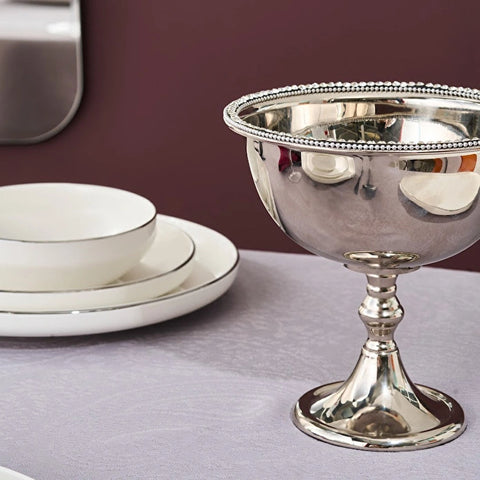 Karaca Majesty Stainless Steel Footed Bowl, 17x17cm, Silver