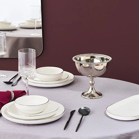 Karaca Majesty Stainless Steel Footed Bowl, 17x17cm, Silver