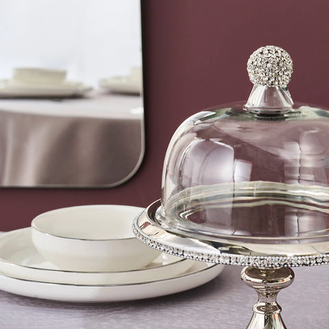 Karaca Majesty Stainless Steel Cake Stand, 26x21cm, Silver