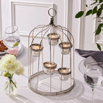 Karaca Majesty 5-Piece Stainless Steel & Glass Candleholder, 40x21cm, Silver