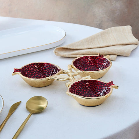 Karaca Tina 3-Piece Decorative Snack Bowl, Gold