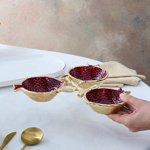 Karaca Tina 3-Piece Decorative Snack Bowl, Gold