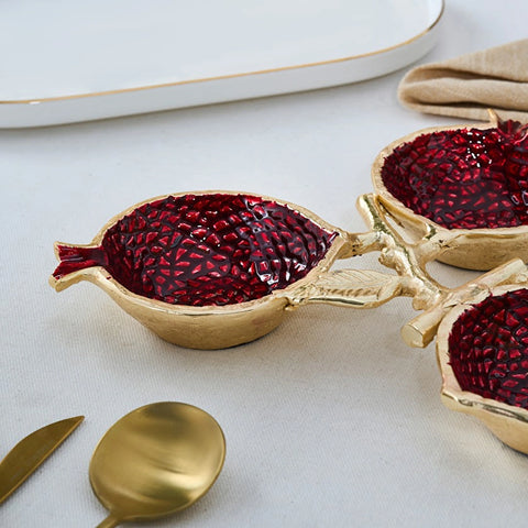 Karaca Tina 3-Piece Decorative Snack Bowl, Gold