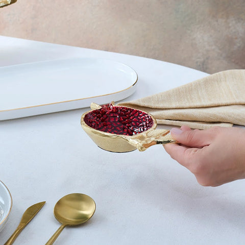 Karaca Tina Decorative Snack Bowl, 17x10cm, Gold