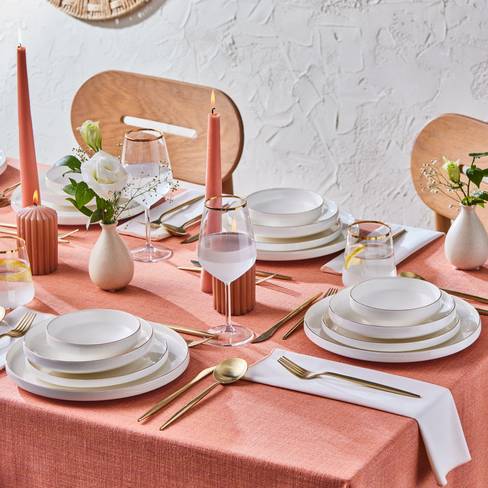 Karaca Stream Bone China Saturn 24-Piece Dinner Set for 6 People, Gold