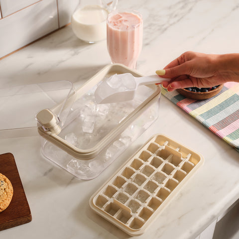 Crick Crack Harmony Ice Cube Tray with Storage Compartment, Grey
