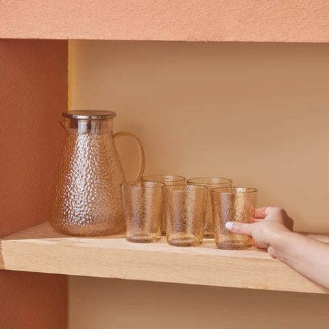 Karaca Luminous 7-Piece Tumbler Glass Set, Amber